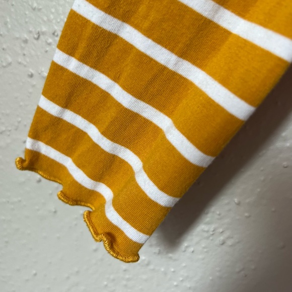 Striped yellow and white crop tie long sleeve size M - Picture 4 of 5